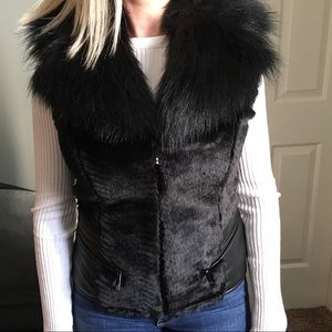 Leather faux fur vest